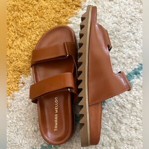 GORGEOUS Cognac leather Tamara Mellon Sandals - adjustable two straps!